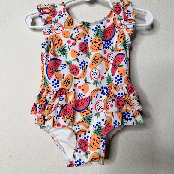 Tucker + Tate Other - Tucker + Tate Tropical Fruit Ruffle One Piece Swimsuit White 12M Baby Girl